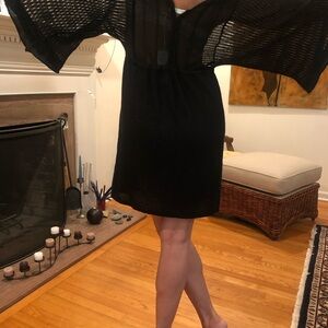 ANNE FONTANE Black Sheer Kimono Sleeve Dress